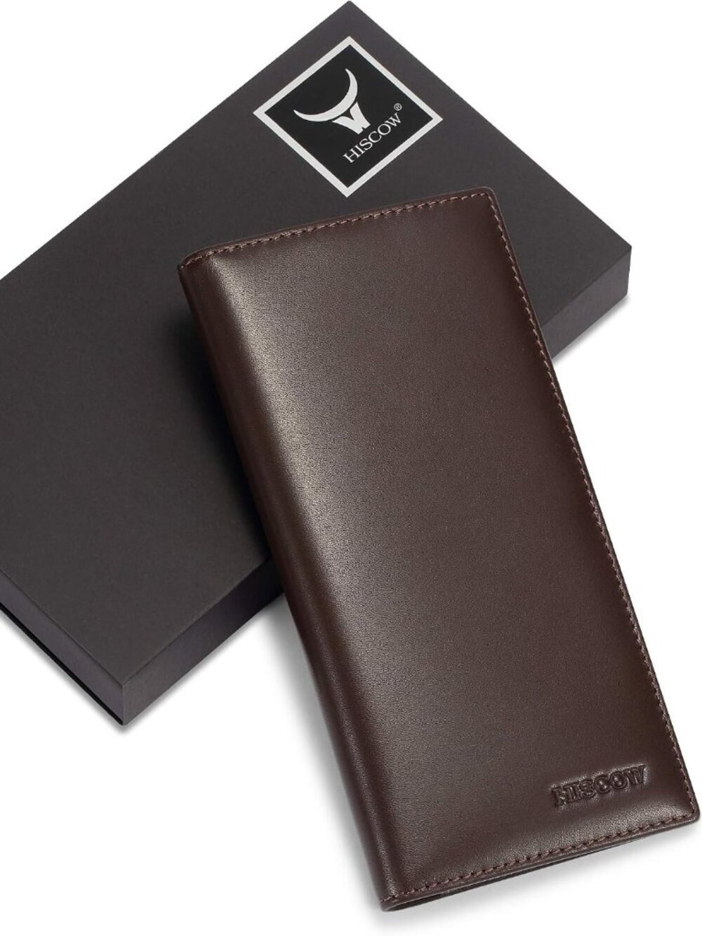 HISCOW Slim Leather Long Wallet for Men, Breast Pocket